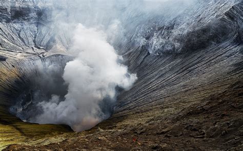 nature, Landscape, Crater, Volcano, Mount Bromo, Indonesia, Smoke, Heat ...