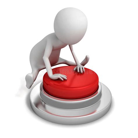 3D Person Pushing A Red Button In Jump Stock Illustration - Illustration of safety, abstract ...