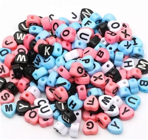 Beads 4 X 7MM Alphabet Beads Letter Beads Spacer Heart Beads - Etsy