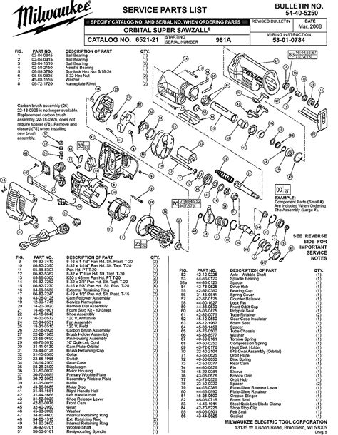 Milwaukee 6521-21 981a Parts - ORBITAL SUPER SAWZALL - Milwaukee Sawzall Parts - Milwaukee Parts ...