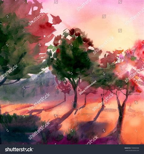 Watercolor Forest Landscape at PaintingValley.com | Explore collection ...