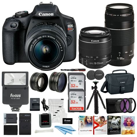 Canon EOS Rebel T7 DSLR Camera 18-55 and 75-300 Double Zoom Lens with Bag Bundle - Walmart.com ...