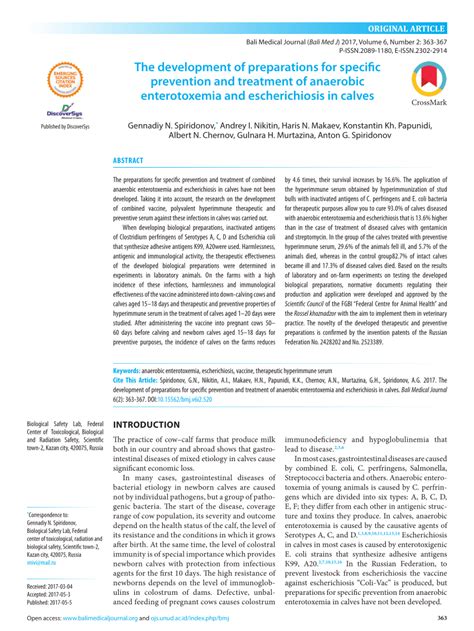 (PDF) The development of preparations for specific prevention and treatment of anaerobic ...