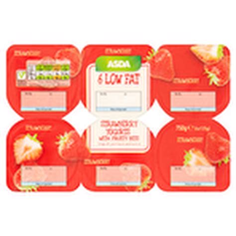 Calories in Asda Chosen by You Low Fat Strawberry Yogurt 6 x 125g (750g ...