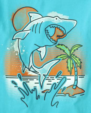 Boys Short Sleeve Shark Graphic Tee | The Children's Place - BLUE ATOLL