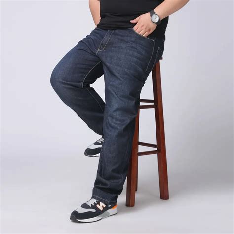 Big and Tall Mens Black Plus Size Jeans Loose Straight Denim Pants Solid Dark Blue Hip Hop ...