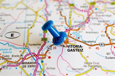 Vitoria-Gasteiz on map stock photo. Image of papers - 122929670