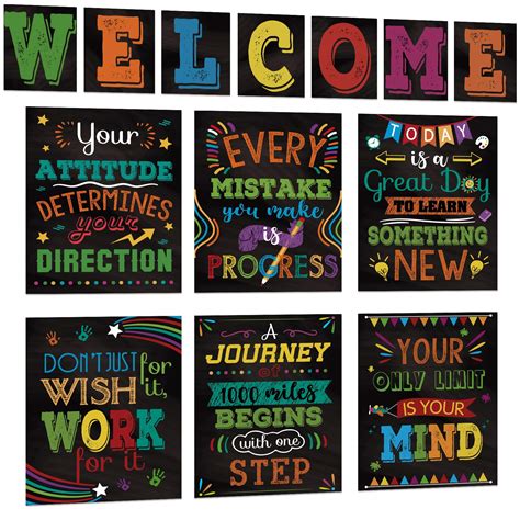 13 pieces Motivational Posters for Classroom, Laminated Inspirational ...