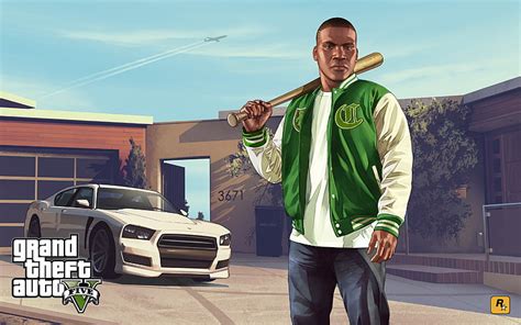 HD wallpaper: GTA V poster, machine, house, art, Grand Theft Auto V, Rockstar Games | Wallpaper ...