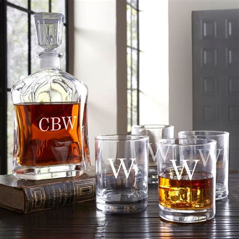 5-piece Whiskey Decanter & Double Rocks Glasses Set - Etsy