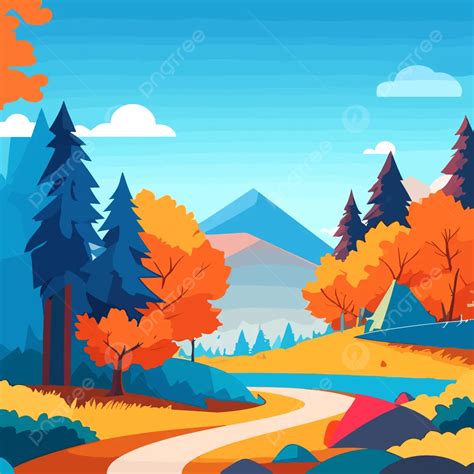 A Cartoonist Mountain Road Illustration Background Design Vector, A Cartoonist Mountain Road ...