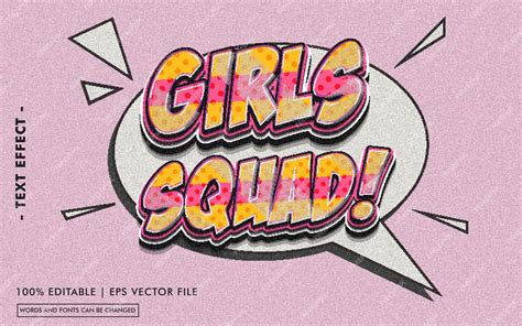 Premium Vector | Girls squad! text effect style