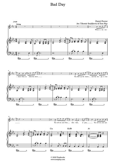 Bad Day (Voice Daniel Powter, Piano comp. and Orchestra) (Daniel Powter) - Piano Sheet Music