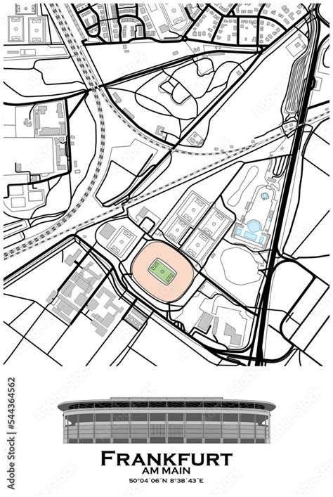 Map of the football stadium in Frankfurt am Main, Germany Stock Vector ...