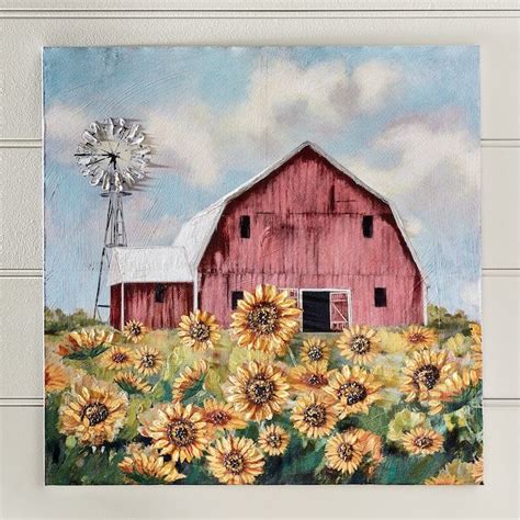 Barn and Windmill Canvas | Barn painting, Farm paintings, Windmill decor