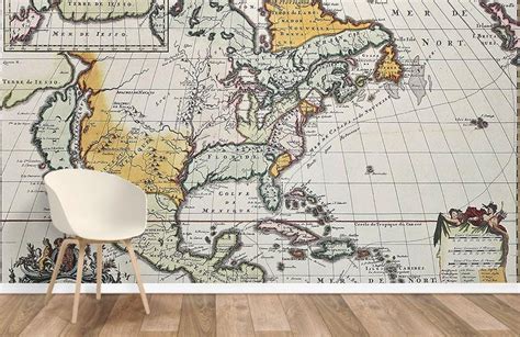 Vintage North America Map Wallpaper Mural | Ever Wallpaper UK