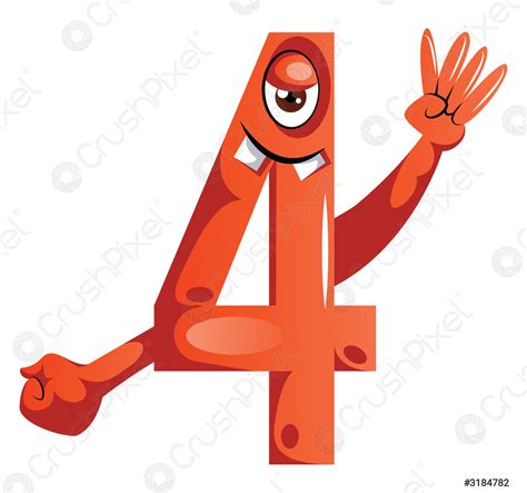 Number four monster showing four fingers illustration vector on white ...