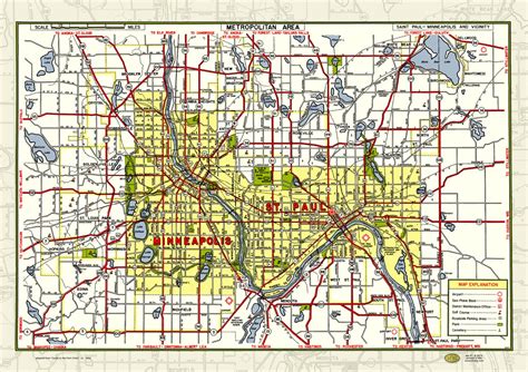 Mpls St Paul MN Twin Cities 1950 Map Poster Vintage Street | Etsy