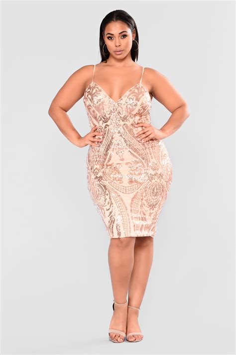 Ashe Sequin Dress - Rose Gold | Gold plus size dresses, Gold sequin dress outfit, Birthday dress ...