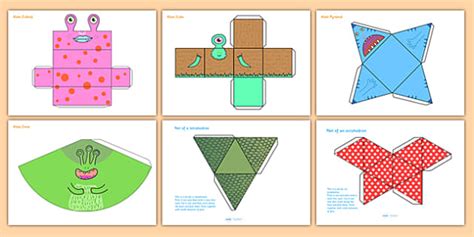 Patterned 3D Shape Nets (teacher made) - Twinkl