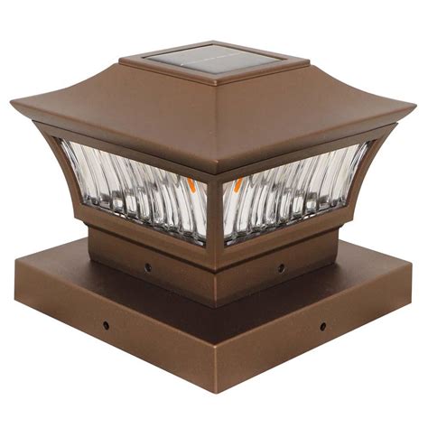 Hampton Bay 6 in. x 6 in. Outdoor Golden Bronze Solar Integrated LED Post Light-SL202 - The Home ...