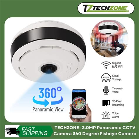 TECHZONE- 3.0MP Panoramic CCTV Camera 360 Degree Fisheye Camera, Night ...