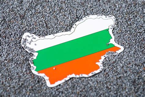 Premium Photo | Flag and map sticker of bulgaria in poppy seed growing poppy seed in bulgaria ...