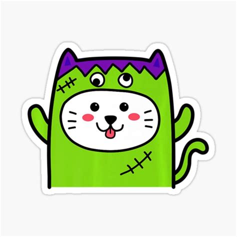 "Cute Cat In Monster Kawaii Halloween Costume Kitty" Sticker for Sale by ThuyNhan | Redbubble