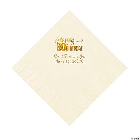 Ivory 90th Birthday Personalized Napkins with Gold Foil – Luncheon ...