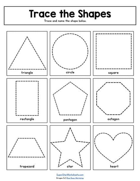 Shape Tracing Worksheets - Superstar Worksheets