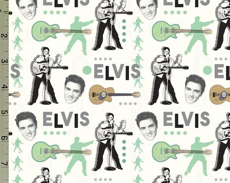 Elvis Presley Photo Collage White Cotton Fabric Springs Creative Music Rock & Roll - Etsy