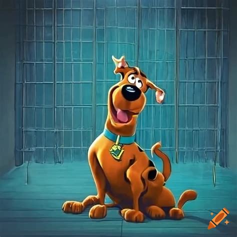 Scooby-doo trapped in a jail cell on Craiyon