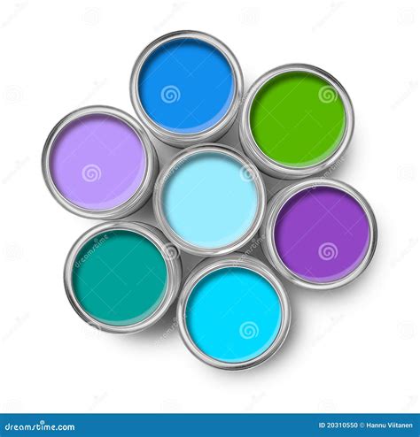 Paint Cans Cool Colors Palette Stock Photo - Image: 20310550