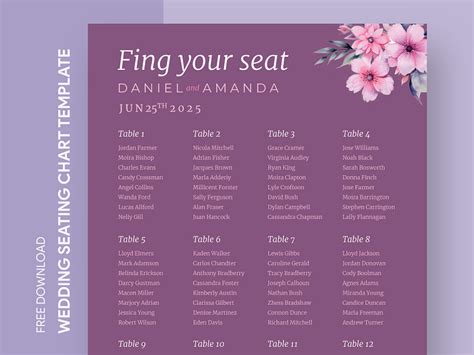 Simple Wedding Seating Chart Free Google Docs Template by Free Google ...