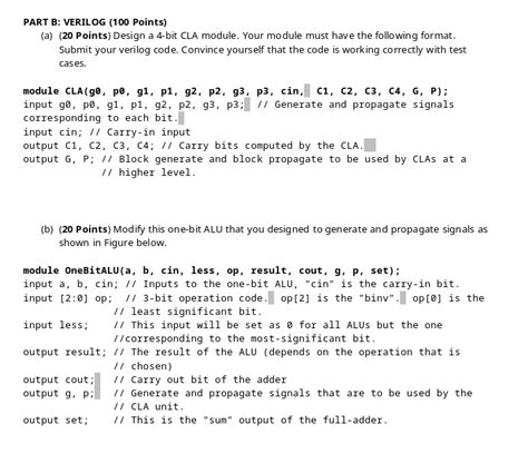 Solved (a) (20 Points) Design a 4-bit CLA module. Your | Chegg.com