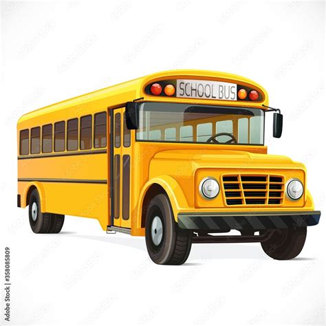 Vector yellow school bus isolated on white background Stock Vector | Adobe Stock