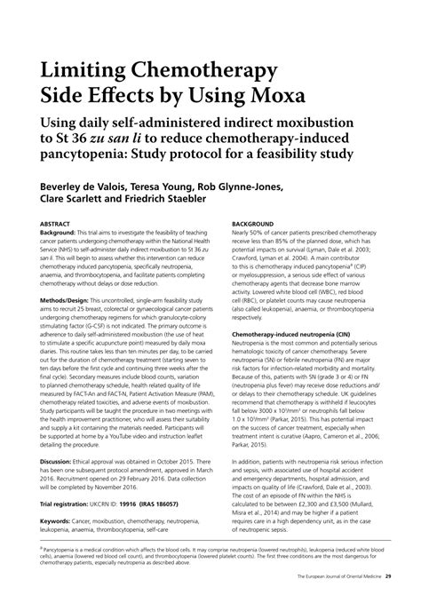 (PDF) Limiting Chemotherapy Side Effects by Using Moxa Using daily self ...