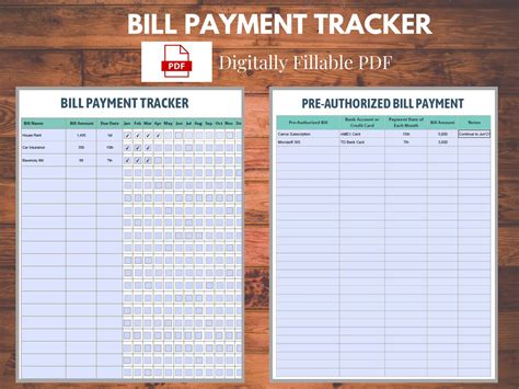 Bill Pay Spreadsheet Template