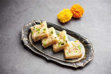 Milk powder barfi also known as Mava burfi, white Khoya burfi or Barfee ...