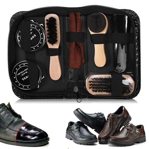 Shoe Polish Set,Zerodis Leather Shoes Care Kit,8PCS Leather Shoes Care Tool Boot Polishing ...