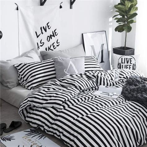 CLOTHKNOW Striped Comforter Set Full Black and White Bedding Comforter Sets Farmhouse Bedding ...