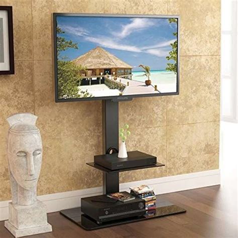 FITUEYES Floor TV Stand for 32 to 65 inch Flat Curved Screen Television with 60 Degree Swivel ...