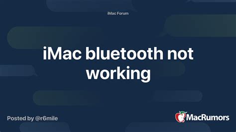 iMac bluetooth not working | MacRumors Forums