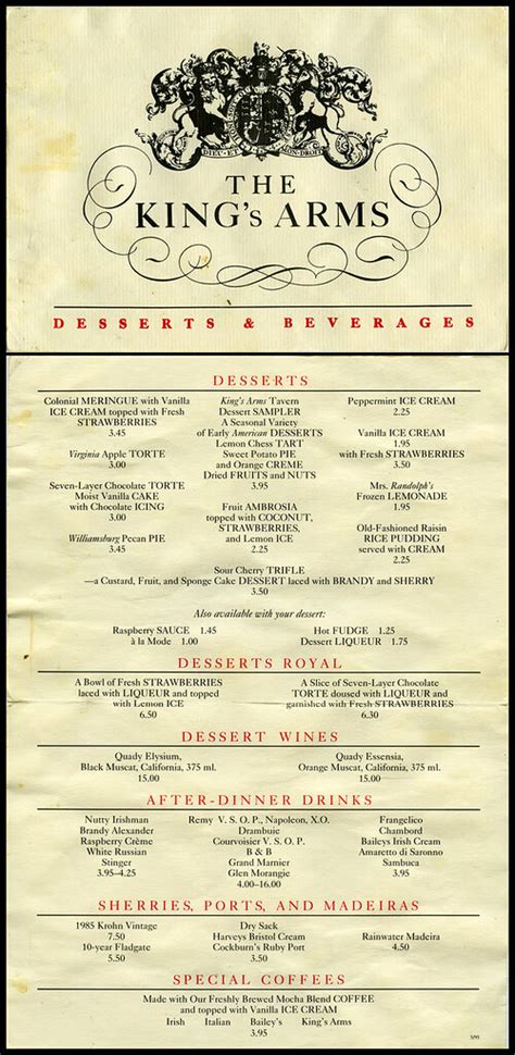 ephemera - Williamsburg - King's Arms Tavern dessert menu | Flickr