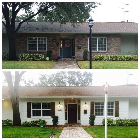 Paint over brick | Brick exterior house, Home exterior makeover, Ranch ...