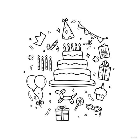 Details 142+ birthday cake doodle simple best - kidsdream.edu.vn