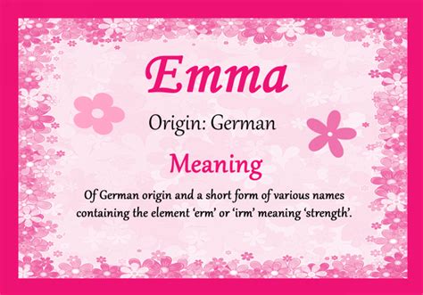 Emma Personalised Name Meaning Certificate - The Card Zoo