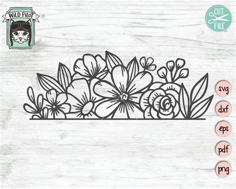 Flower Border SVG Flower Svg Flower Monogram Split - Etsy