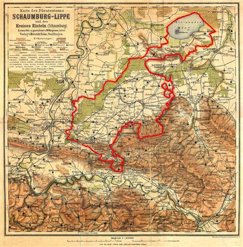 an old map showing the route to schaumbburg - lippe, germany