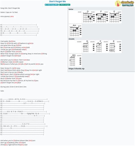 Hợp âm: Don't Forget Me - cảm âm, tab guitar, ukulele - lời bài hát ...